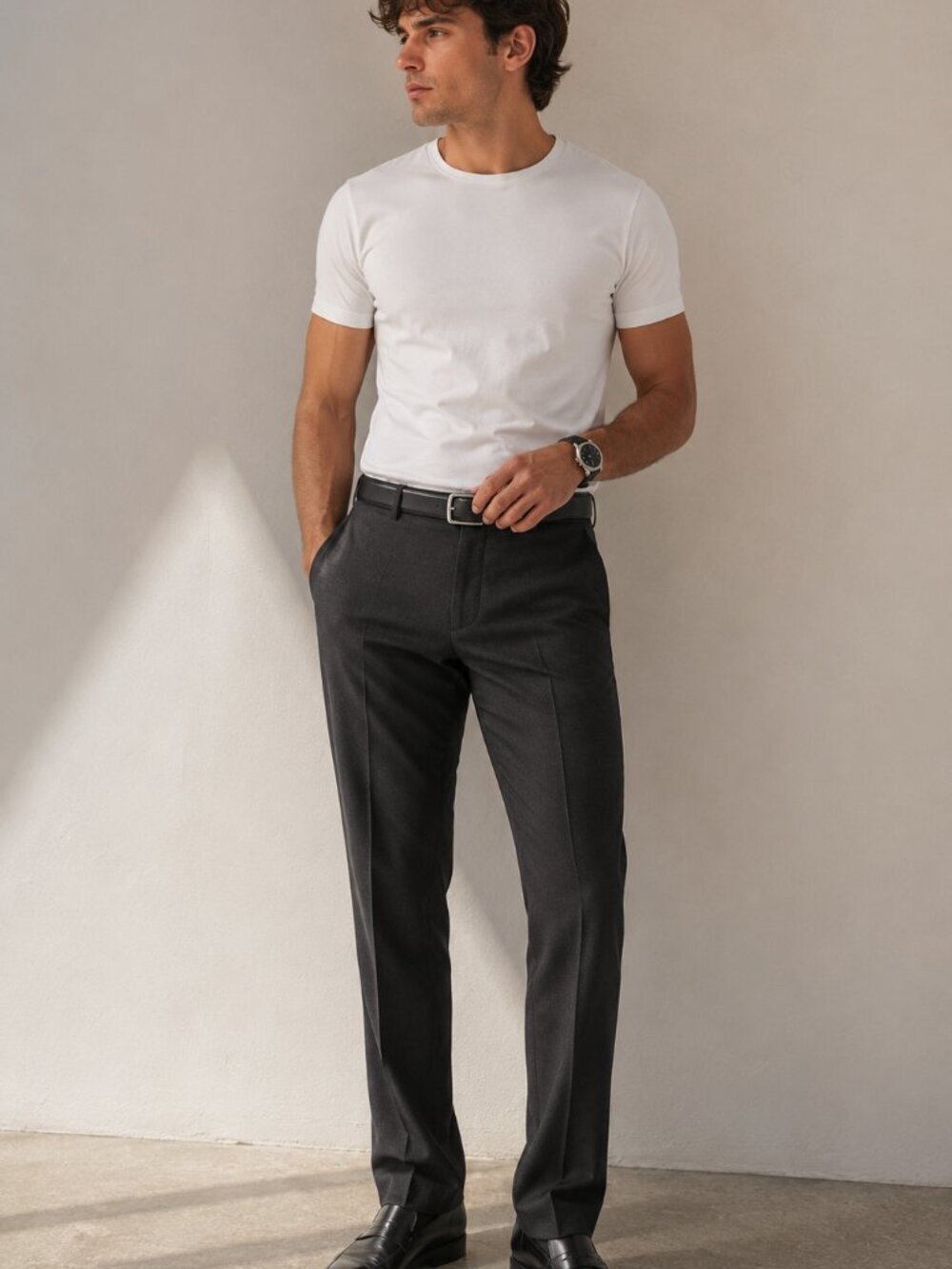Armani Collezioni Mens 38W Virgin Wool Dress Pants Charcoal Tailored Trousers